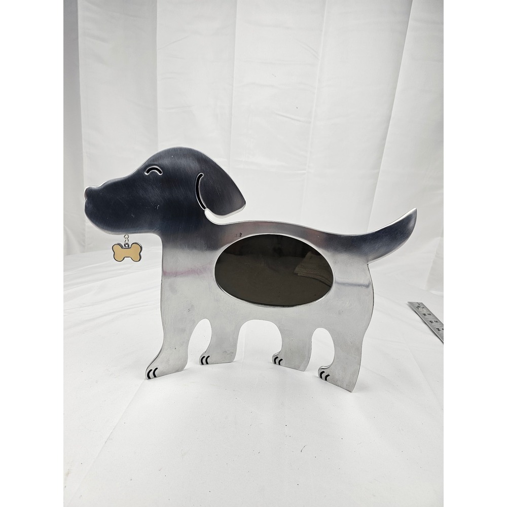 Connoisseur Dog Picture Frame Bone Accent Silver Metal Home Decor Cute